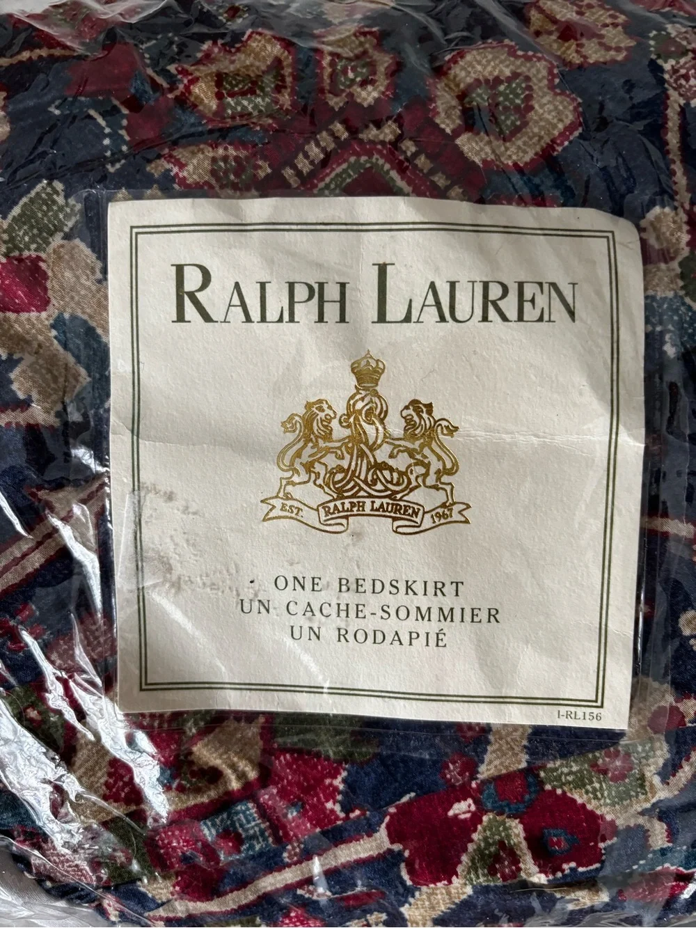 Ralph Lauren Vintage Orienta Navy King Bedskirt